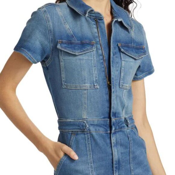 Good American Fit For Success Stretch Denim Jumpsuit NWT XS - Picture 4 of 7